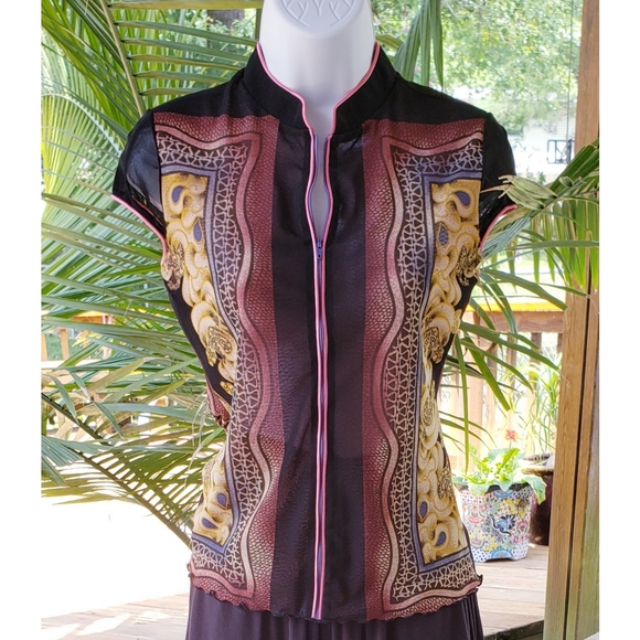 SOLD* Anthro Anac Rare Unique Zip Up Shirt M - Picture 2 of 5